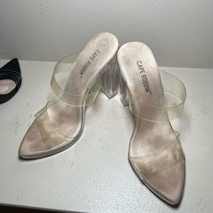 Clear block heels